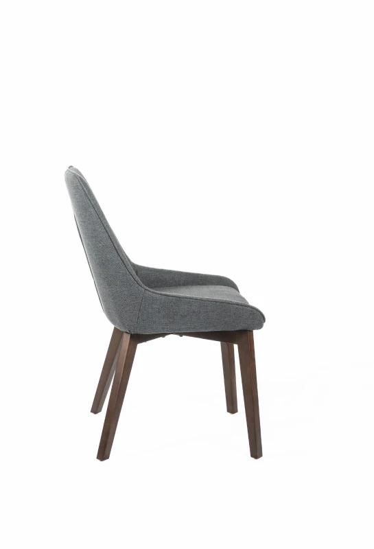 STONES Set 4 Sedie da pranzo rivestite in tessuto con struttura in massello di noce, 62x49.5x87cm, grigio scuro