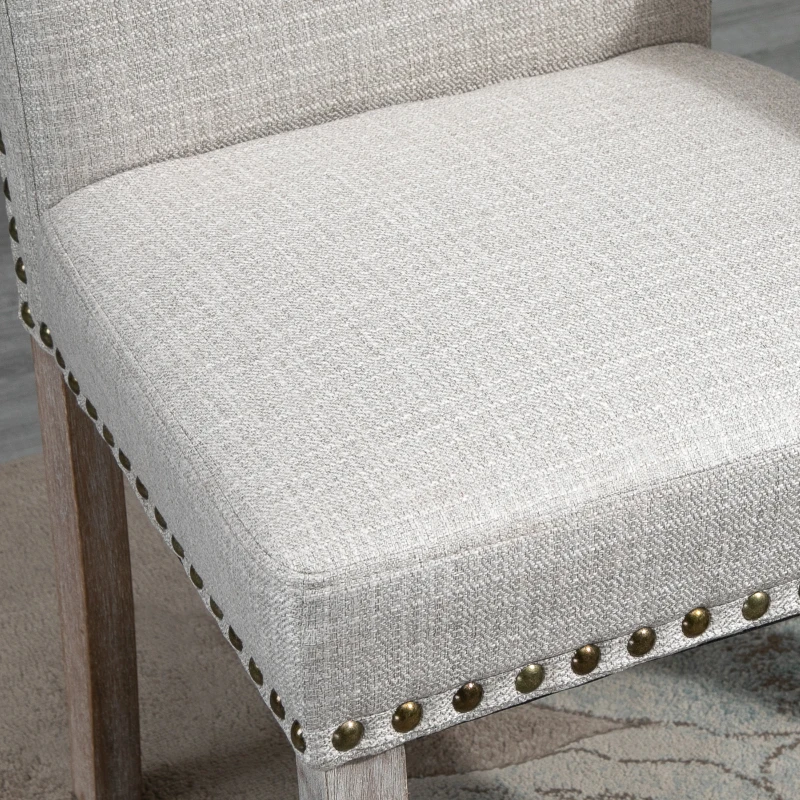 HOMCOM Set 2 Sedie da Pranzo Imbottite e Classiche con Schienale da Salotto e Soggiorno, in Legno e Poliestere, 51x64x99.5 cm, Grigio