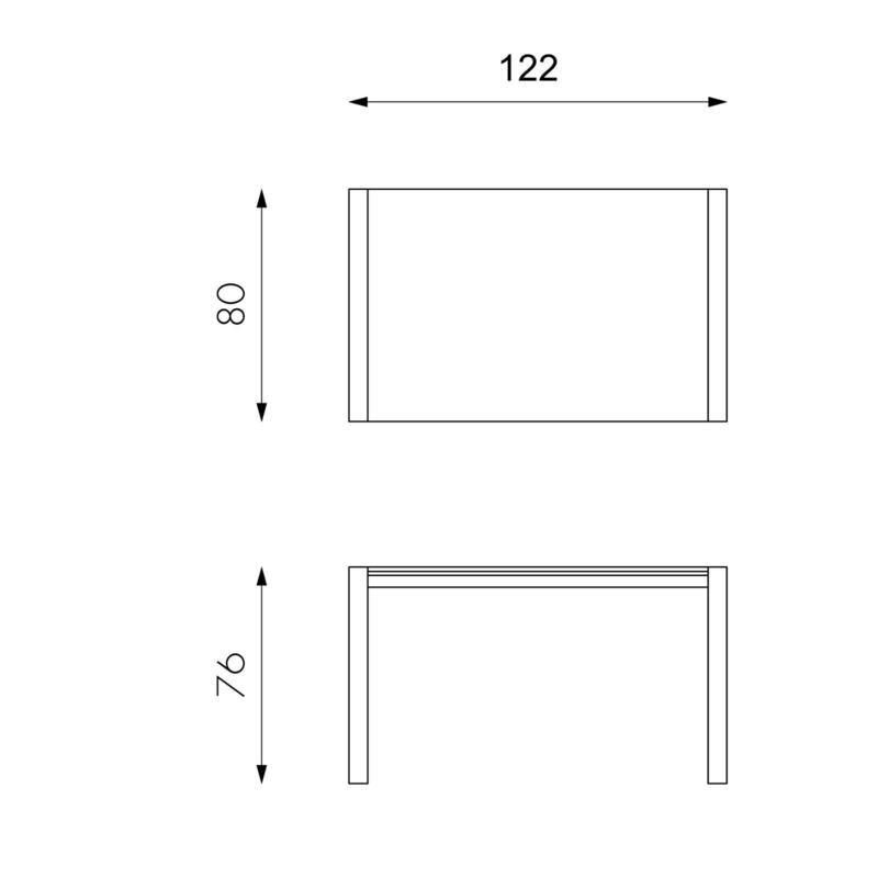 STONES Tavolo allungabile con top in vetro temperato acidato, 80x122/182x76cm, bianco