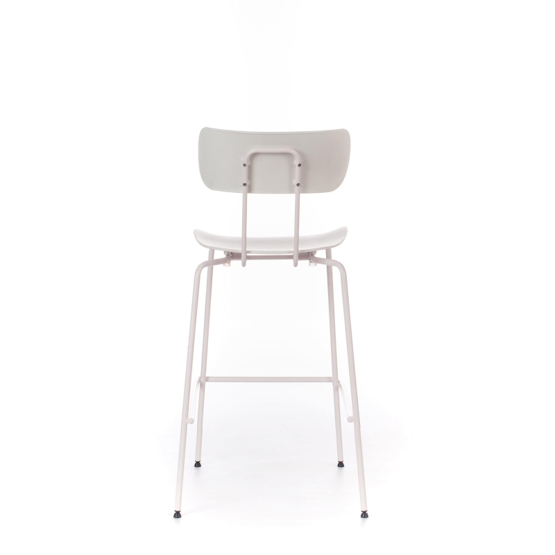 STONES Set 4 Sgabelli in polipropilene, seduta e schienale in polipropilene, gambe in metallo, 45x51x98cm, bianco