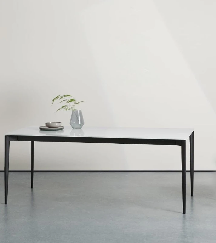 STONES Tavolo da pranzo allungabile fino a 12 posti, 90x190/270x76cm, top: bianco, gambe: nero