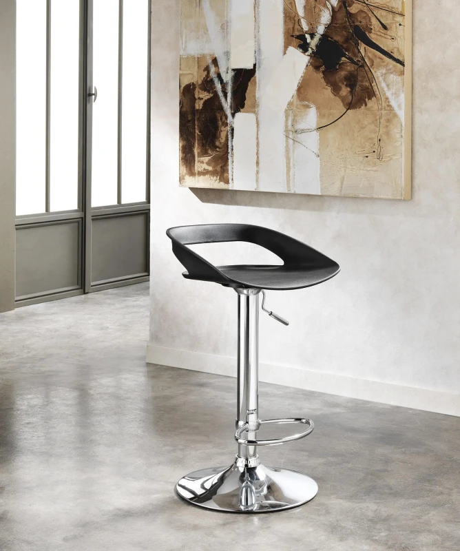 STONES Sgabello in Polipropilene con Struttura in Metallo e con Alzata a Gas, 40x40x69/91 cm, Nero