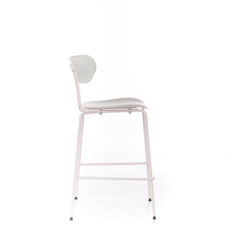 STONES Set 4 Sgabelli in polipropilene, seduta e schienale in polipropilene, gambe in metallo, 45x51x98cm, bianco