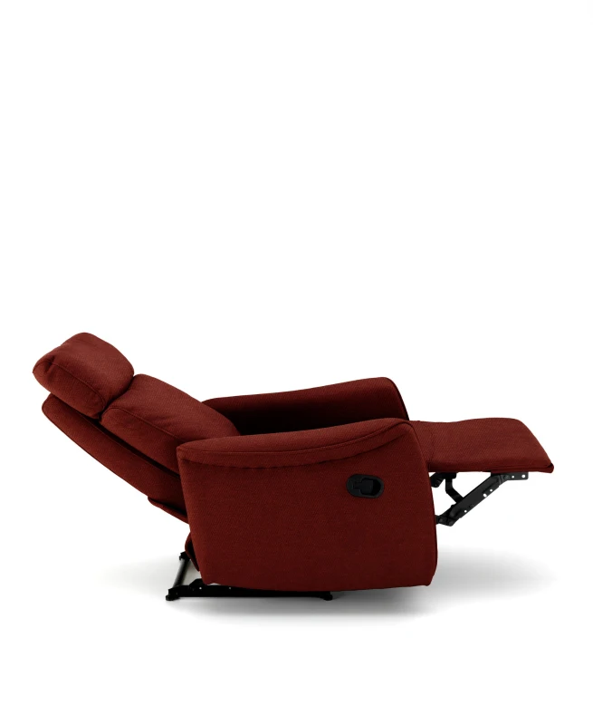 STONES Poltrona Relax Manuale in Microfibra , 70x92x105 cm, Rosso