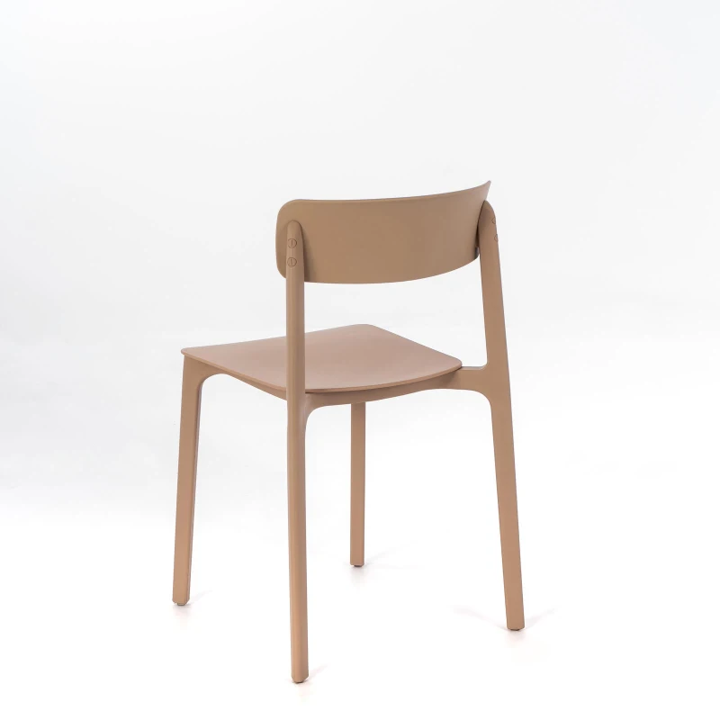 STONES Set 4 Sedie impilabili in polipropilene, 41x46x79.5cm, marrone chiaro