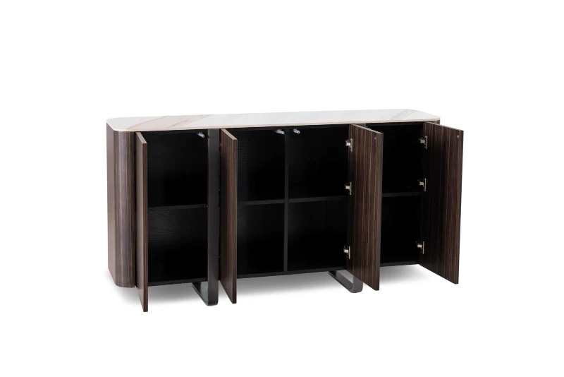 STONES Madia con Top in Ceramica Marmo, Struttura in MDF, 4 ante con Sistema Push&Pull, 40x160x85 cm, Marmo calacatta oro