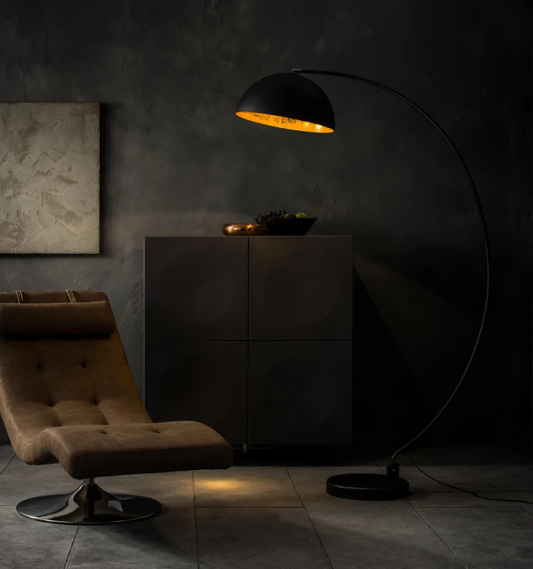 STONES Lampada da Terra in Metallo, 117x36x183 cm, Nero e Oro