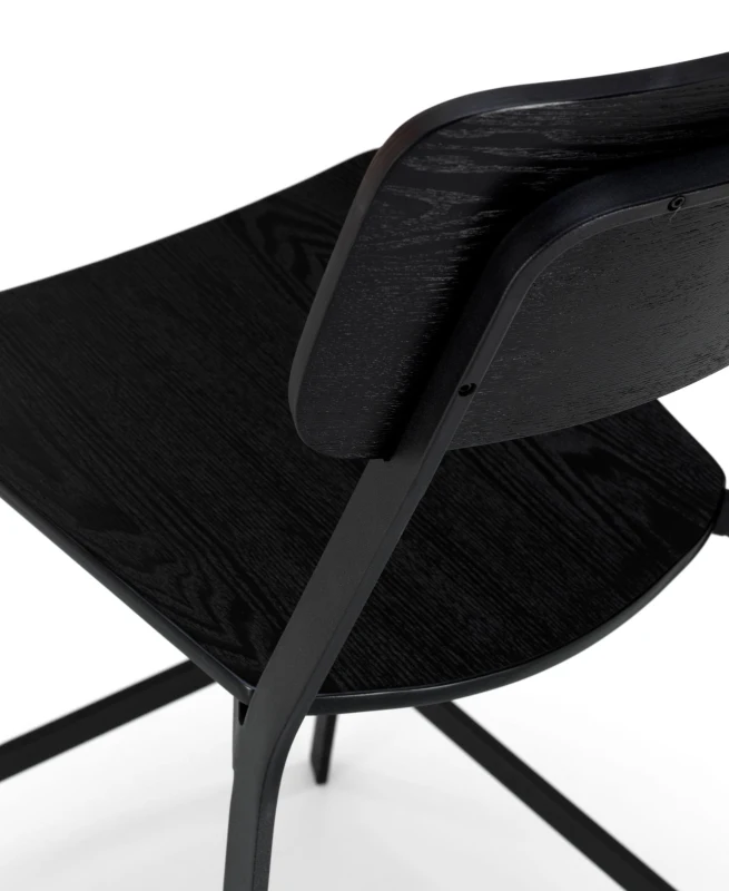 STONES Set 2 Sgabelli in Legno con Seduta e Schienale in Multistrato e Struttura in Metallo Verniciata, 51x51.5x97 cm, Nero