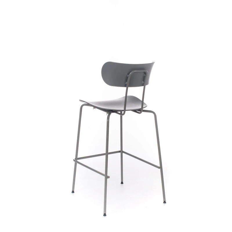 STONES Set 4 Sgabelli in polipropilene, seduta e schienale in polipropilene, gambe in metallo, 45x51x98cm, grigio