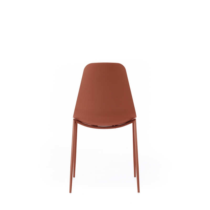 STONES Set 4 Sedie con seduta e schienale in polipropilene, gambe in metallo, 49x48.5x88cm, ruggine