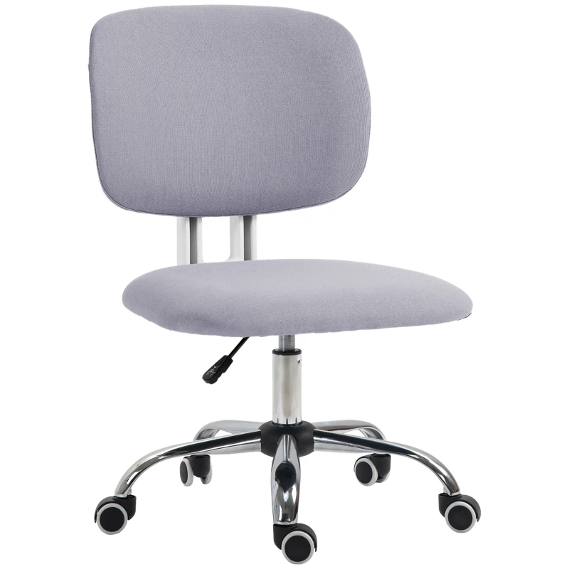 Vinsetto Scaun de Birou fara Brate Scaun de Birou pentru Calculator Material Textil Inaltime Reglabila Roti Pivotante Spatar Median Gri Pentru scoala computer mobila de studiu ergonomic pentru birou munca modern contemporan dormitor ergonomic cu masaj