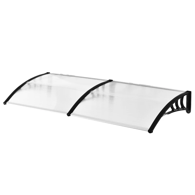 Outsunny Marquise para Portas e Janelas 195x75cm Marquise com Proteção para Sol e Chuva com Painéis de Policarbonato Transparente