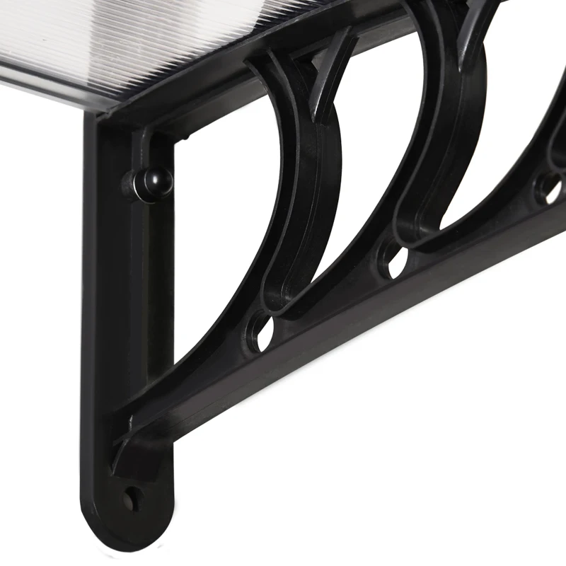 Outsunny Marquise de Proteção para Portas e Janelas Contra Sol e Chuva Telhado de Proteção com Desenho Moderno 150x90x25 cm Transparente e Preto