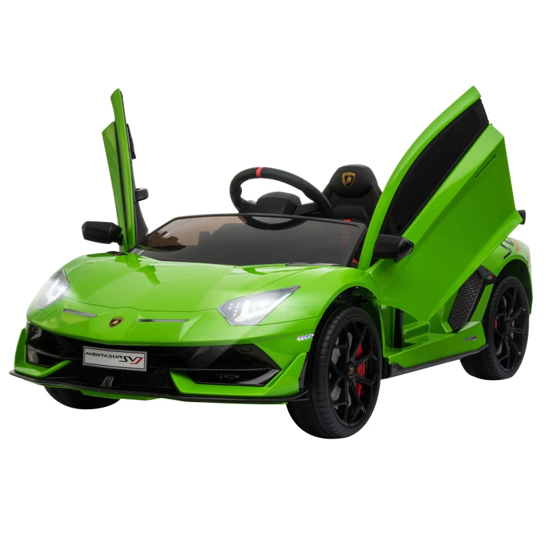 HOMCOM Macchina Elettrica per Bambini con Telecomando Marchio Lamborghini Aventador, Età 3-8 Anni, Verde