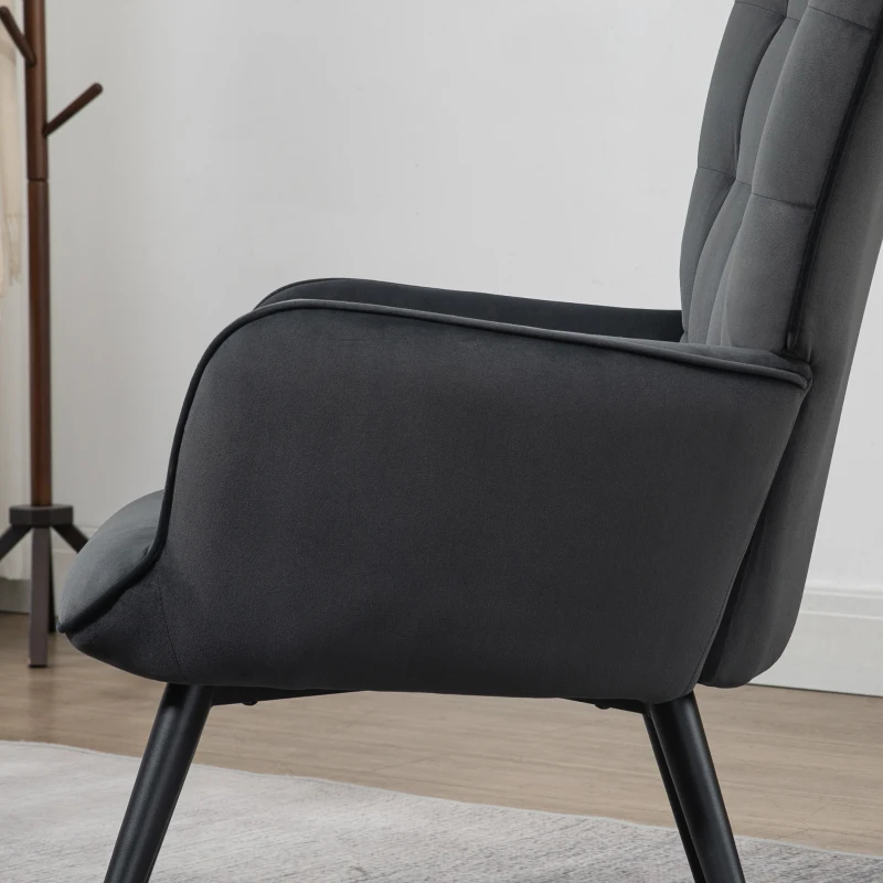 HOMCOM Lounge Chair with Ottoman Chair with Footstool, 2-piece Set, Grey