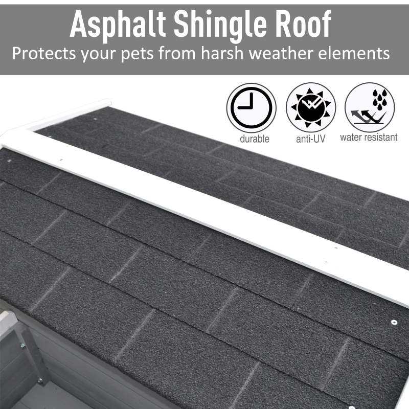 PawHut cusca inaltata cu balcon si acoperis, 83x66.5x74.7 cm