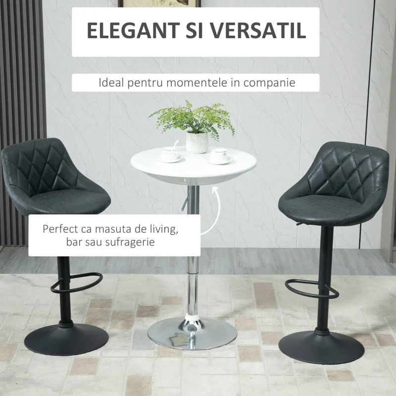 HOMCOM Masă bar cu plan rotativ inaltime reglabila, baza otel