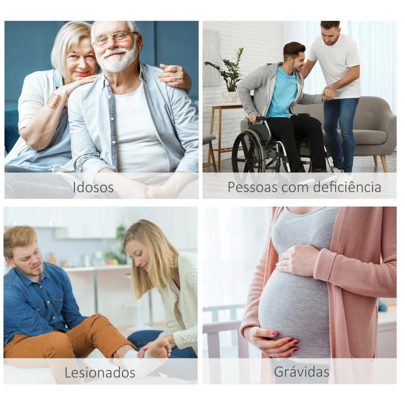 HOMCOM Cadeira para Duche Antiderrapante com Altura Ajustável 47x50x87 cm Branco