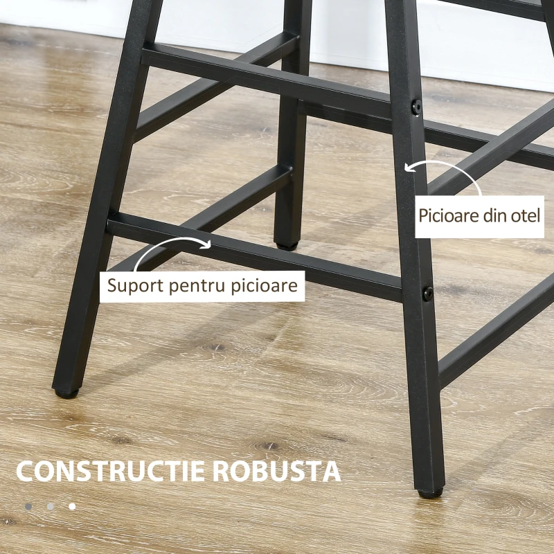 HOMCOM Set masa de bar industrial, masa dreptunghiulara pentru mic dejun cu 2 scaune, masa inalta de 3 piese si scaune pentru bucatarie, sufragerie, maro rustic