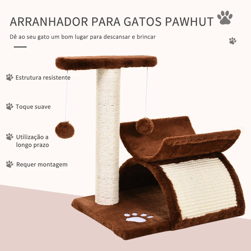 PawHut Árvore Arranhador para Gatos com Poste Giratório 40x30x43 cm Marrom