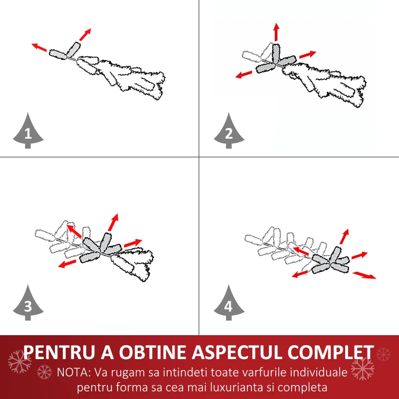 HOMCOM Brad de Craciun 16 becuri LED in Forma de Stea 120cm