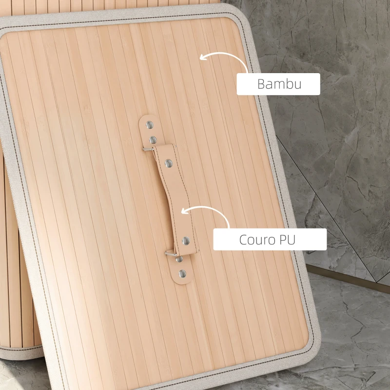HOMCOM Cesto de Roupa de Bambu Dobrável Cesto para Roupa Suja com Tampa e Bolsa Amovível 40x30x60 cm Bambu