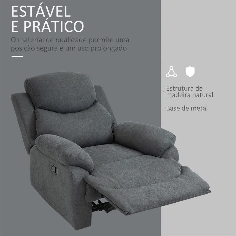 HOMCOM  Poltona Reclinável Ergonômica 150 ° Apoio para os pés  Almofada Acolchoada 97x96x105,5 Cinza