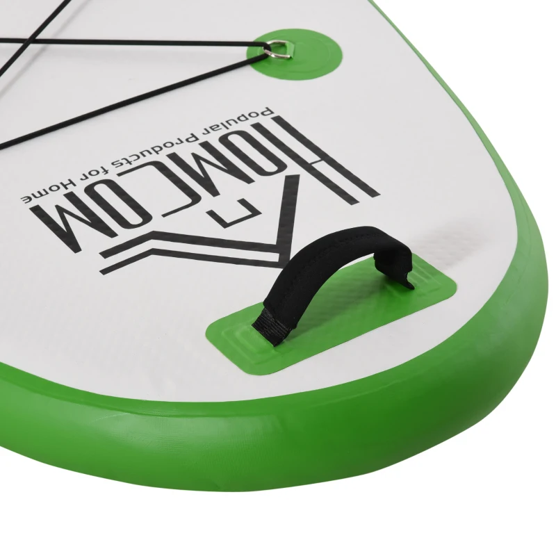 HOMCOM Prancha de Paddle Surf com Remo Ajustável 160-210cm Barbatana Removível Bolsa de Transporte Bomba de Insuflar 305x76x10cm Verde