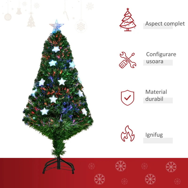 HOMCOM Brad de Craciun 16 becuri LED in Forma de Stea 120cm