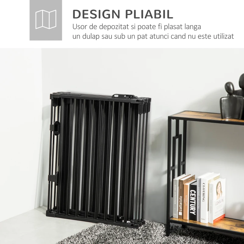 PawHut Poarta Siguranta Caini – Pliabila, 6 Sectiuni, inchidere Automata