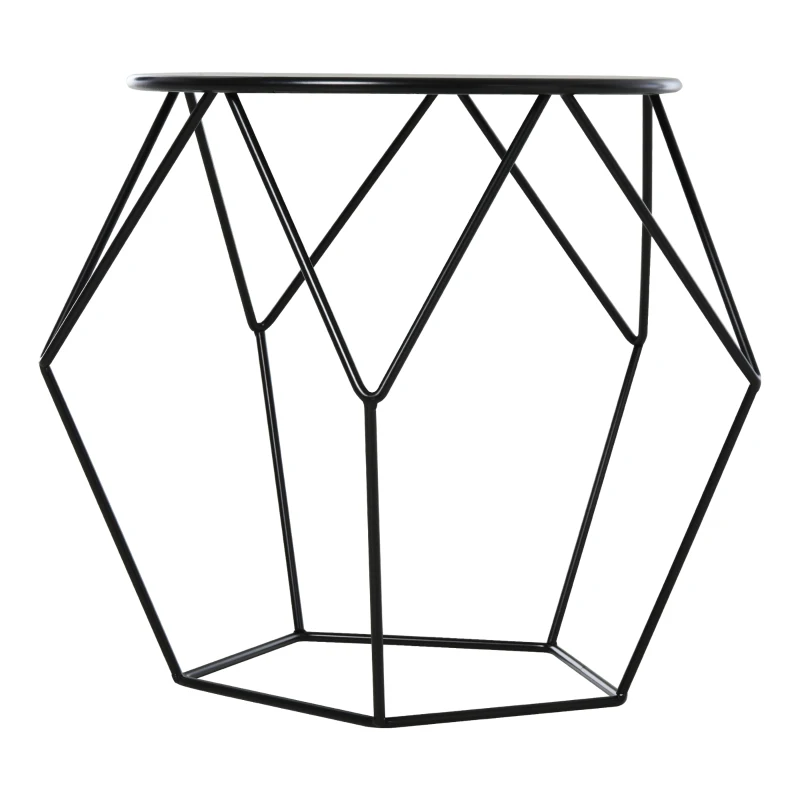HOMCOM Mesa de Apoio Redonda Estilo Moderna Mesa de Centro de Metal para Sala de Estar Escritório 51x51x44 cm Preto