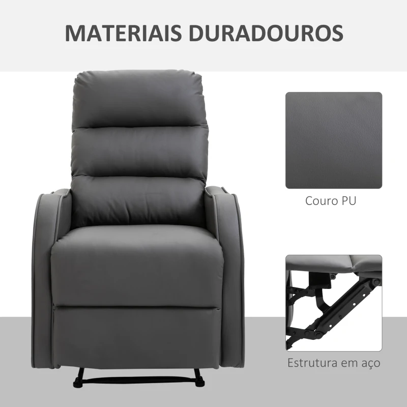 HOMCOM Poltrona Relax com cadeira reclinável manual de até 160° 65x89x100cm