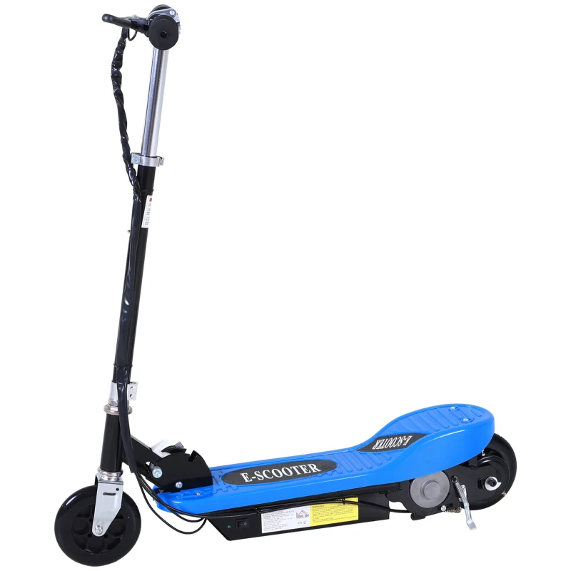 HOMCOM Trotinete Elétrica Dobrável para Crianças e Adolescentes acima de 7 Anos Velocidade de 10km/h Trotinete Elétrica com Guiador Ajustável e Freios Carga Máxima 50kg 78x37x89-95cm Azul