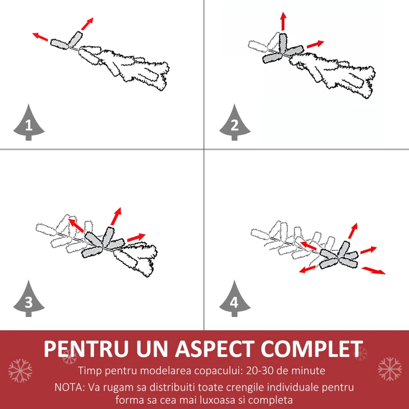 HOMCOM Brad de Crăciun cu Fribră Optică și Suport din PVC Foarte Des 120cm