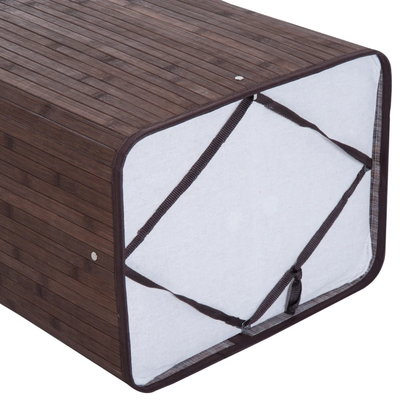 HOMCOM Cesto de Roupa de Bambu Dobrável Cesto para Roupa Suja 70L com Tampa e Bolsa Amovível 40x30x60 cm Bambu