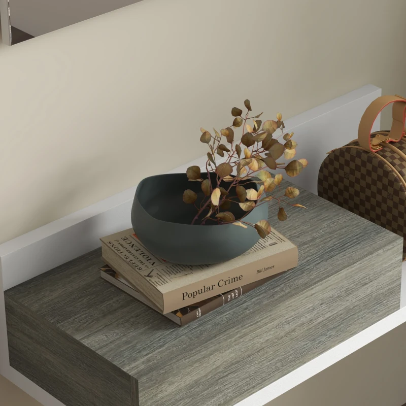 Homcom Mobilier Hol 2‑in‑1 cu Oglinda si Sertar 75x35x75 cm – Gri(m-8)