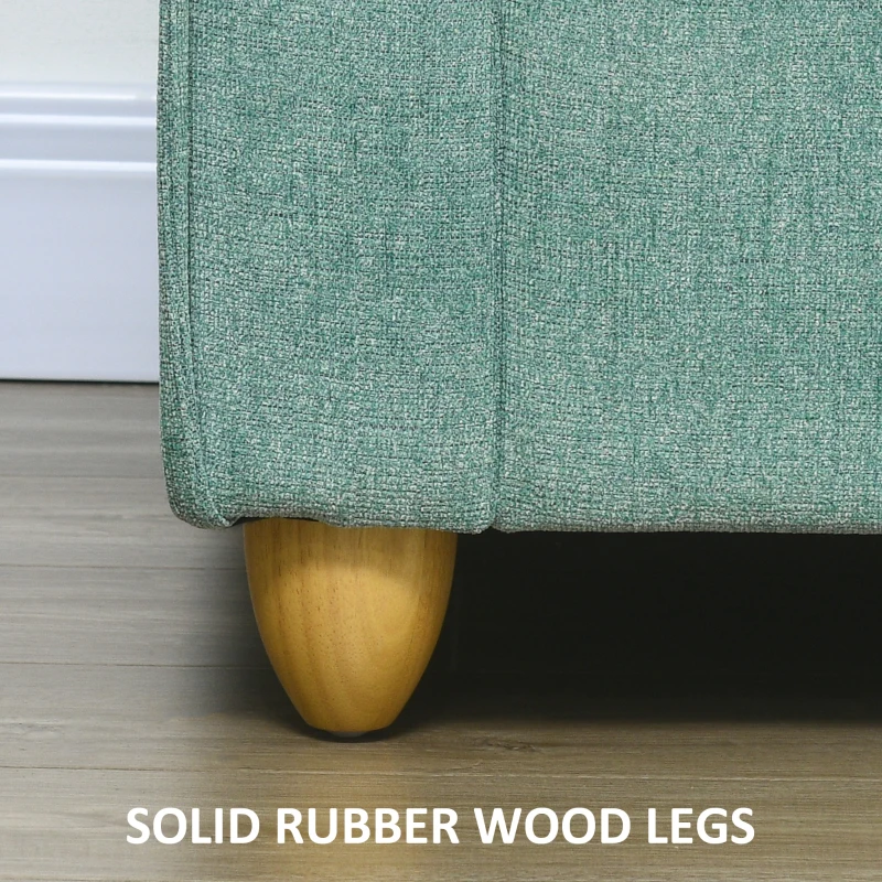 HOMCOM Canapea 3 Locuri din Tesatura, Canapea Capionata Stil Vintage cu Perne si Picioare din Lemn, 144x77x81cm, Verde