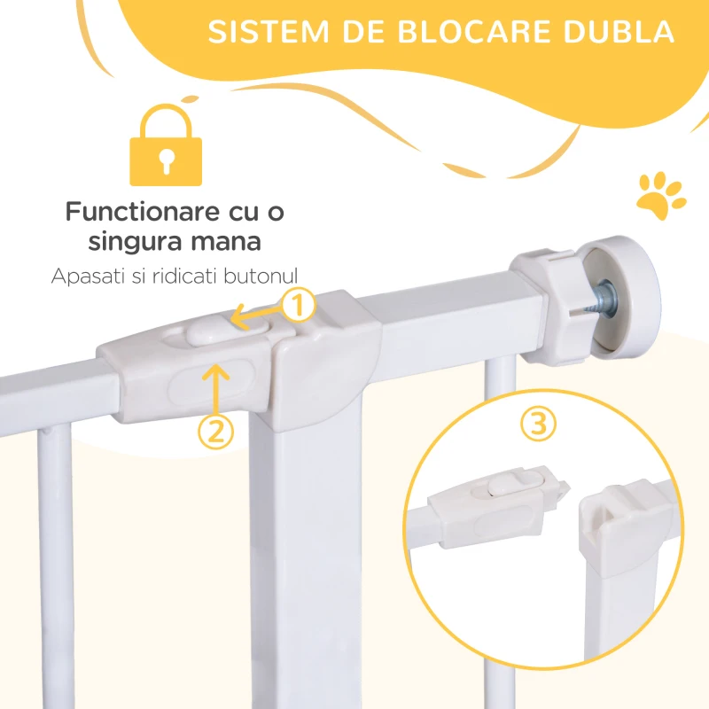 Pawhut Poarta Siguranta Copii & Animale – 76×72–82 cm, Alb Reglabila