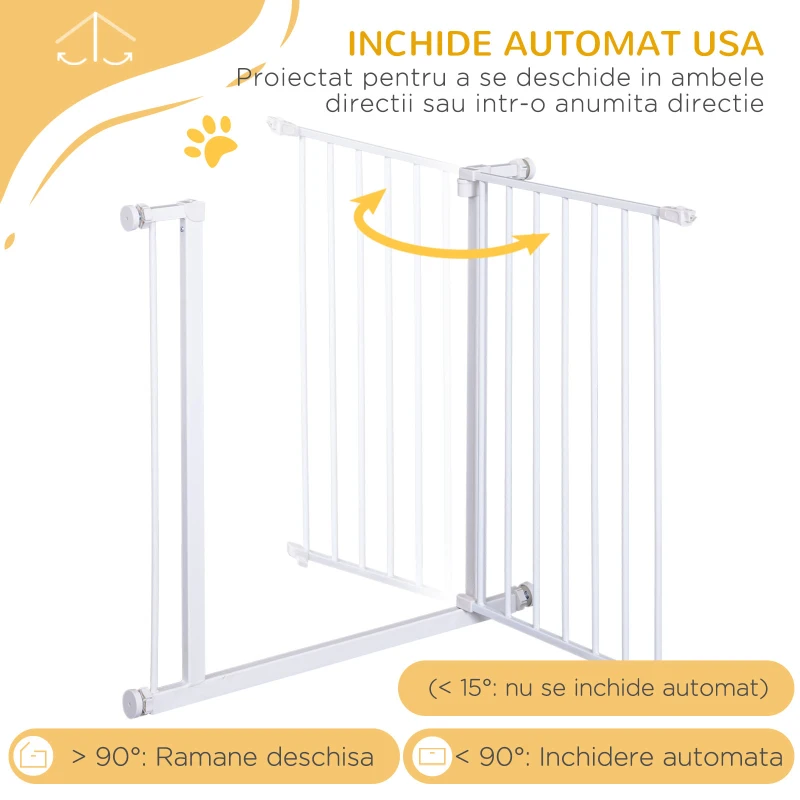 Pawhut Poarta Siguranta Copii & Animale – 76×72–82 cm, Alb Reglabila