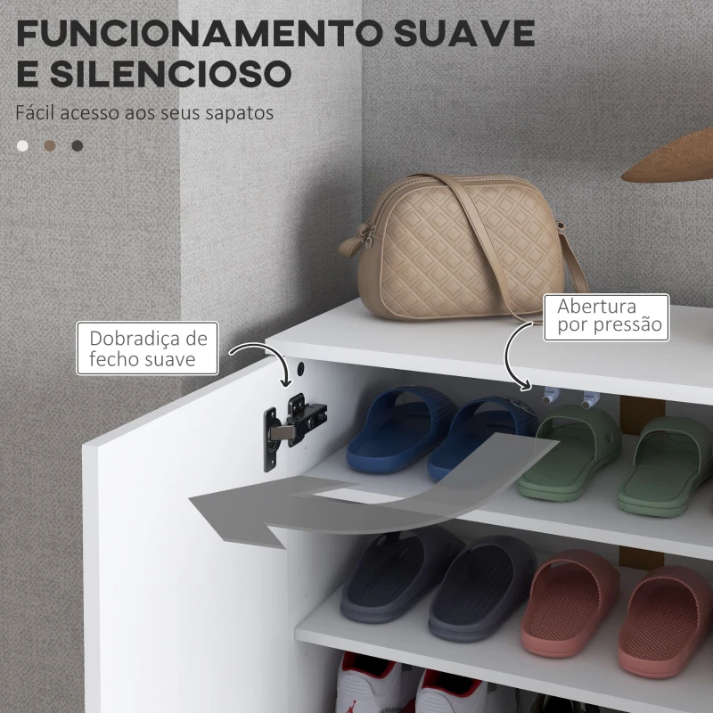 HOMCOM Sapateira com Espelho Móvel Sapateira para 18 Pares de Sapatos com Prateleiras Ajustáveis 60x32x95 cm Branco
