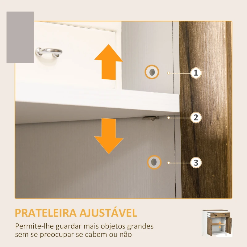 HOMCOM Aparador para Sala de Estar com Gaveta 2 Portas e Prateleira Ajustável 78,5x39x89,4 cm Marrom e Branco