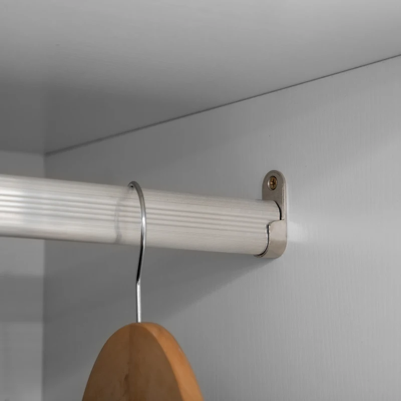 HOMCOM Roupeiro de Madeira Armário para Roupas com 2 Portas 2 Gavetas e 1 Barra para Pendurar 80x50x180 cm Branco e Carvalho