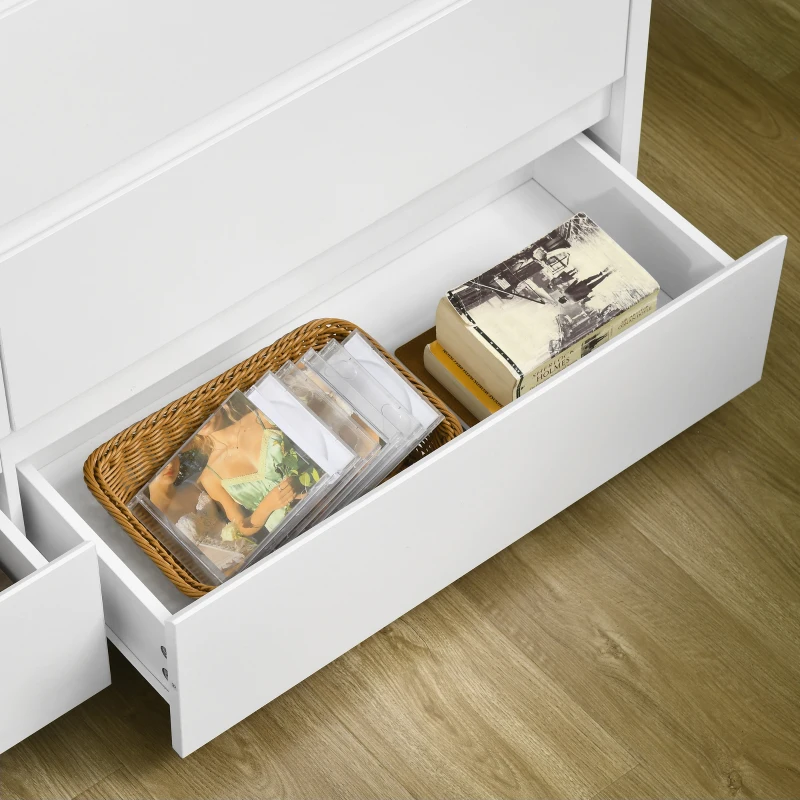Homcom Comoda 6 Sertare 140×37×75 cm Alb/Natur