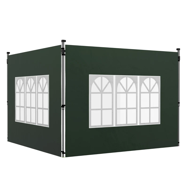 Outsunny Gazebo Side Panels, Sides Replacement with Window for 3x3(m) or 3x4m Pop Up Gazebo, 2 Pack, Green