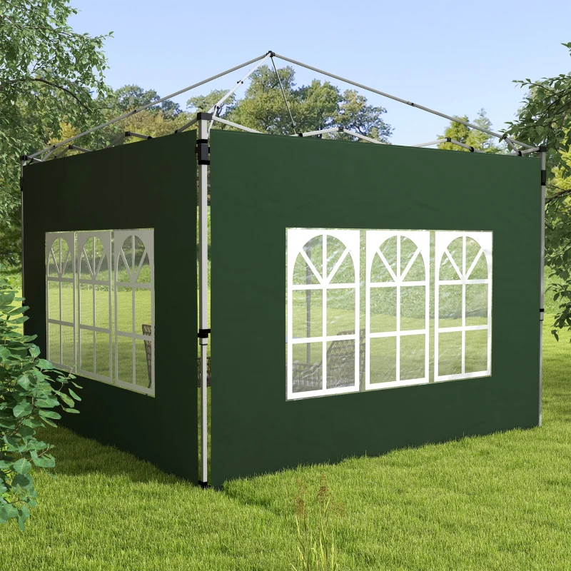 Outsunny Gazebo Side Panels, Sides Replacement with Window for 3x3(m) or 3x4m Pop Up Gazebo, 2 Pack, Green