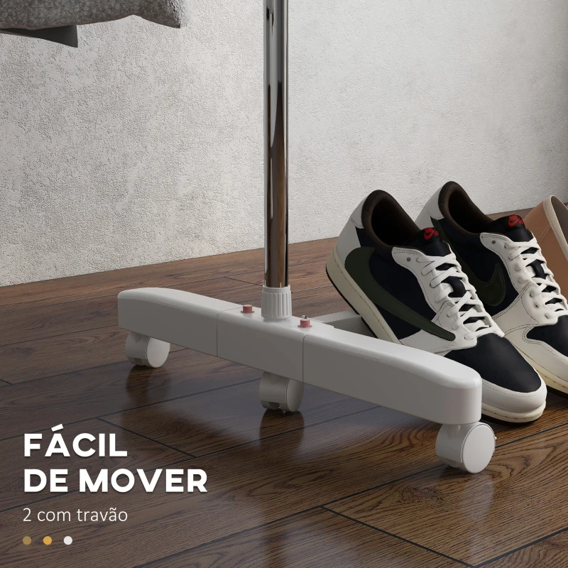 HOMCOM Estendal para Roupa Dobrável 80x55x152cm com 6 Rodas e 3 Prateleiras com Altura Ajustável de Aço Inoxidável Prateado