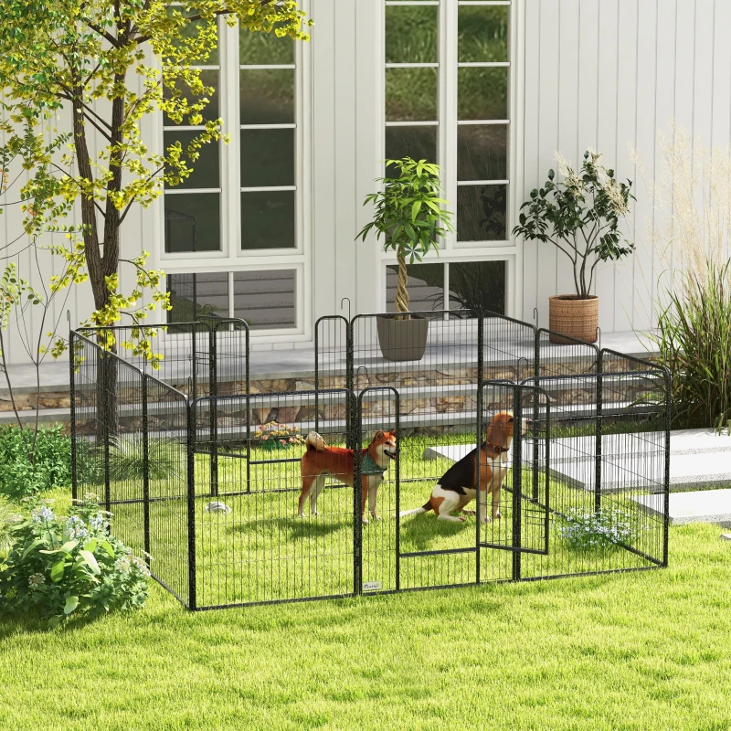 PawHut 12 Panels Heavy Duty Puppy Playpen, for Small Dogs, Indoor and Outdoor Use - Silver