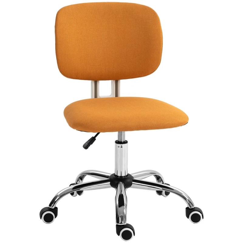 Vinsetto Cadeira de Escritório sem Braços Giratória Estofada em Tecido com Altura Ajustável Estilo Moderno 48x53x80-90 cm Laranja