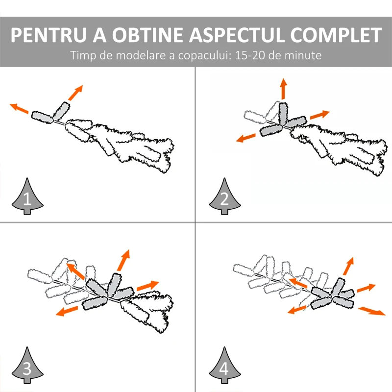 HOMCOM Brad de Craciun artificial 150cm 222 ramuri cu baza si decoratiuni gri