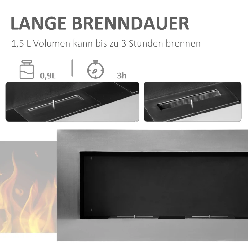 HOMCOM stal nierdzewna kominek na paliwo żelowe kominek na etalon